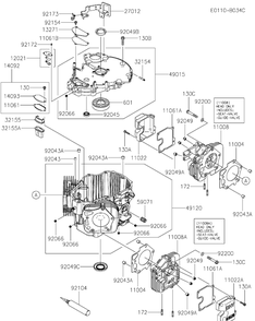 Fxt00v-Bs42 Cylinder And Crankcase Diagram and Parts List for FXT00V-BS42  Cub Cadet Lawn Tractor